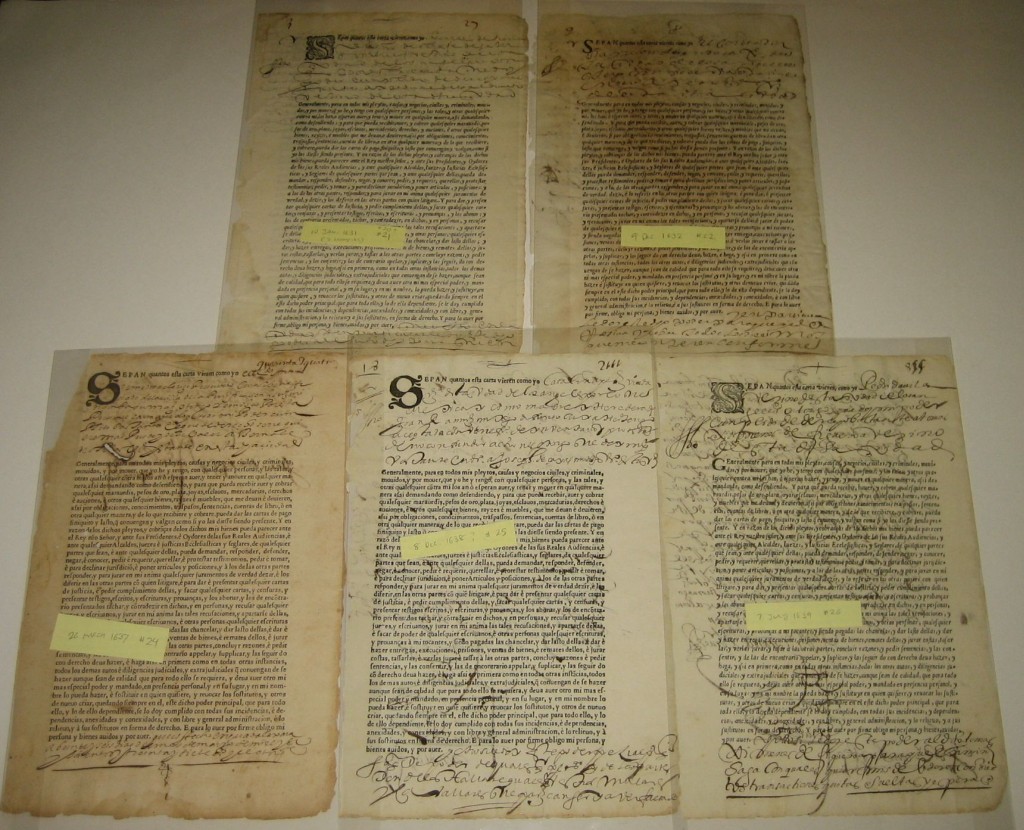 (MEXICO--1631.) Group of 10 17th-century cartas de poder.